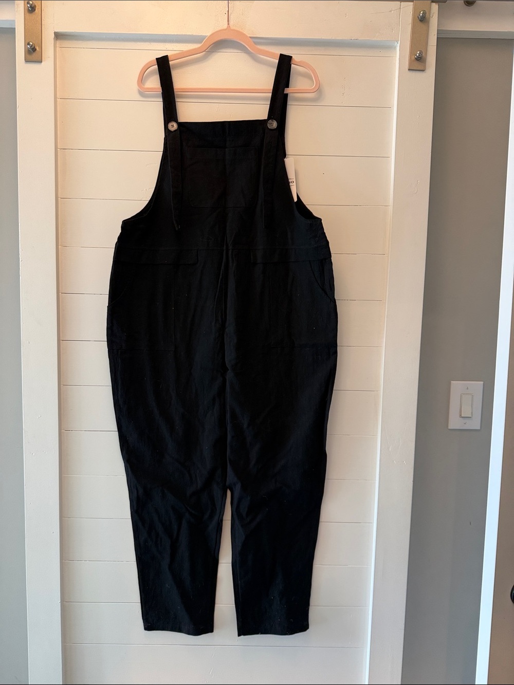 Black Women's Cotton amd Linen Overalls XL